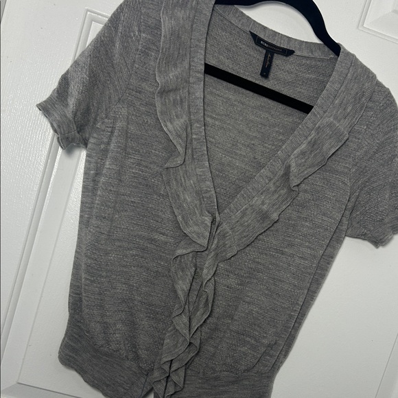 BCBGMaxAzria Gray Ruffle Cardigan - Picture 7 of 8